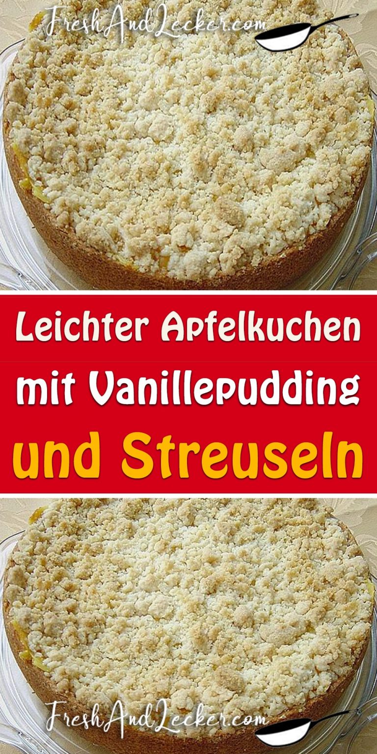 Leichter Apfelkuchen mit Vanillepudding und Streuseln - Fresh Lecker