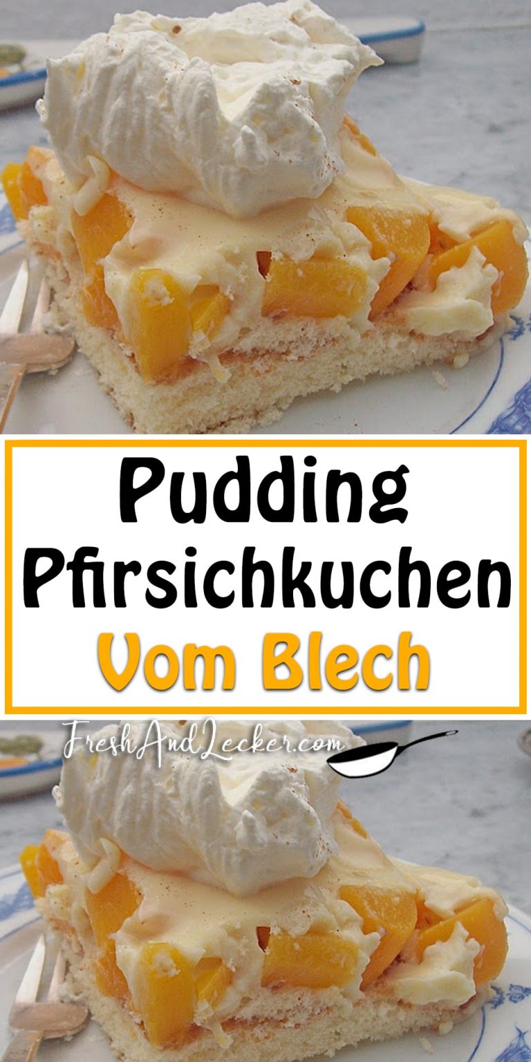 Pudding Pfirsichkuchen vom Blech - Fresh Lecker