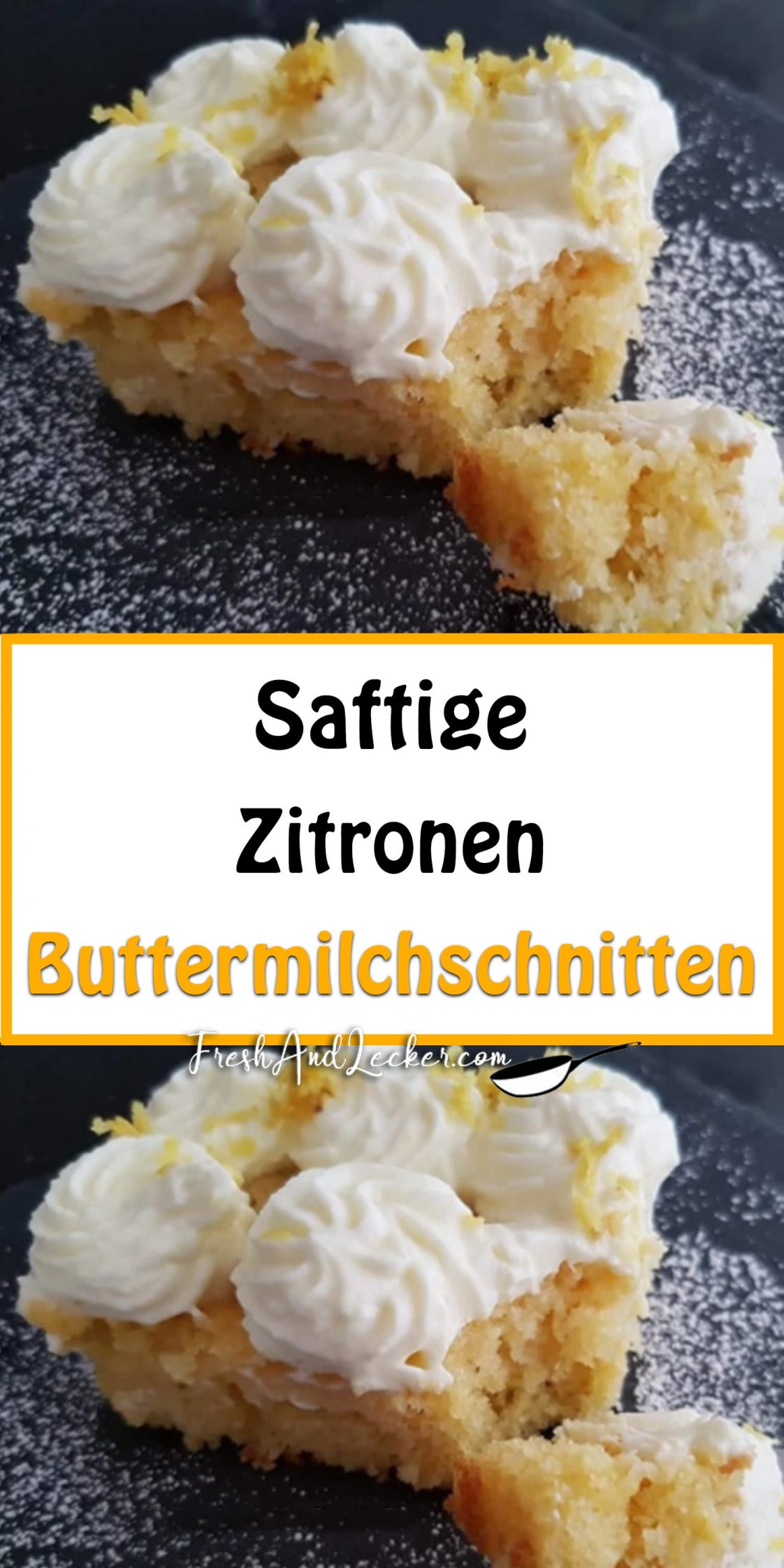 Saftige Zitronen-Buttermilchschnitten - Fresh Lecker